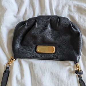 Marc Jacobs Black Leather Crossbody Bag with Gold Hardware